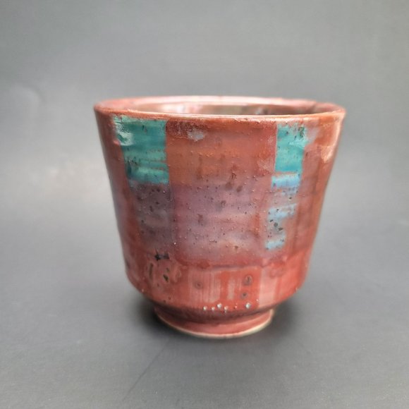 Sooz Glazebrook Art Pottery Vase / Bowl Copper Blue Green Patina JS8137 - Picture 4 of 8